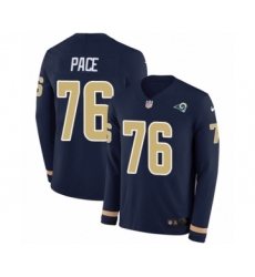 Youth Nike Los Angeles Rams #76 Orlando Pace Limited Navy Blue Therma Long Sleeve NFL Jersey