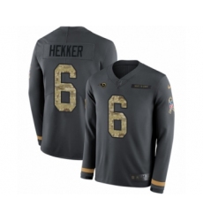 Men's Nike Los Angeles Rams #6 Johnny Hekker Limited Black Salute to Service Therma Long Sleeve NFL Jersey