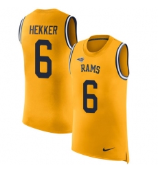 Men's Nike Los Angeles Rams #6 Johnny Hekker Limited Gold Rush Player Name & Number Tank Top NFL Jersey