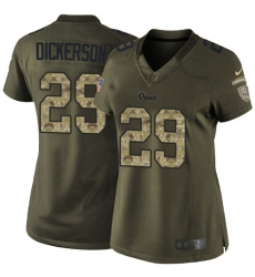 Women's Nike Los Angeles Rams #29 Eric Dickerson Elite Green Salute to Service NFL Jersey