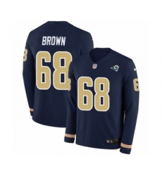 Men's Nike Los Angeles Rams #68 Jamon Brown Limited Navy Blue Therma Long Sleeve NFL Jersey