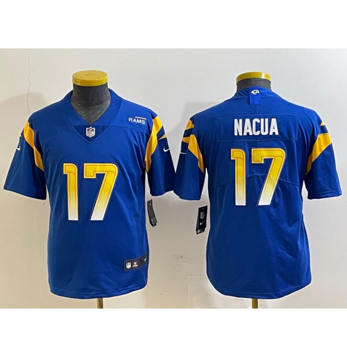 Youth Los Angeles Rams #17 Puka Nacua 2022 Blue Vapor Limited Stitched Jersey