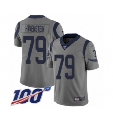 Youth Los Angeles Rams #79 Rob Havenstein Limited Gray Inverted Legend 100th Season Football Jersey