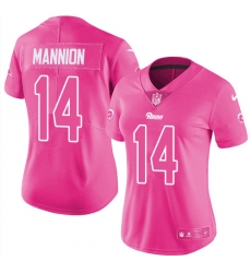 Women's Nike Los Angeles Rams #14 Sean Mannion Limited Pink Rush Fashion NFL Jersey