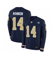 Youth Nike Los Angeles Rams #14 Sean Mannion Limited Navy Blue Therma Long Sleeve NFL Jersey