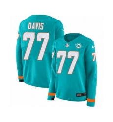 Women's Nike Miami Dolphins #83 Mark Clayton Limited Aqua Therma Long Sleeve NFL Jersey