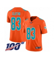 Youth Miami Dolphins #83 Mark Clayton Limited Orange Inverted Legend 100th Season Football Jersey