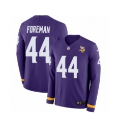 Men's Nike Minnesota Vikings #44 Chuck Foreman Limited Purple Therma Long Sleeve NFL Jersey
