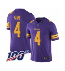 Men's Minnesota Vikings #4 Brett Favre Limited Purple Rush Vapor Untouchable 100th Season Football Jersey