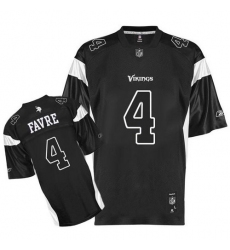 Reebok Minnesota Vikings #4 Brett Favre Black Shadow Premier EQT Throwback NFL Jersey