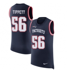 Men's Nike New England Patriots #56 Andre Tippett Limited Navy Blue Rush Player Name & Number Tank Top NFL Jersey