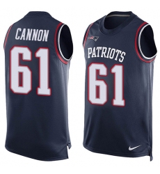 Men's Nike New England Patriots #61 Marcus Cannon Limited Navy Blue Player Name & Number Tank Top NFL Jersey