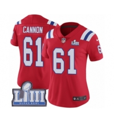 Women's Nike New England Patriots #61 Marcus Cannon Red Alternate Vapor Untouchable Limited Player Super Bowl LIII Bound NFL Jersey