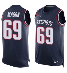 Men's Nike New England Patriots #69 Shaq Mason Limited Navy Blue Player Name & Number Tank Top NFL Jersey