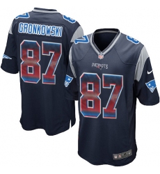 Men's Nike New England Patriots #87 Rob Gronkowski Limited Navy Blue Strobe NFL Jersey