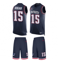 Men's Nike New England Patriots #15 Chris Hogan Limited Navy Blue Tank Top Suit NFL Jersey