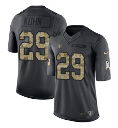 Men's Nike New Orleans Saints #29 John Kuhn Limited Black 2016 Salute to Service NFL Jersey