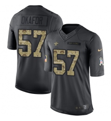 Men's Nike New Orleans Saints #91 Alex Okafor Limited Black 2016 Salute to Service NFL Jersey