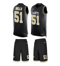Men's Nike New Orleans Saints #51 Sam Mills Limited Black Tank Top Suit NFL Jersey