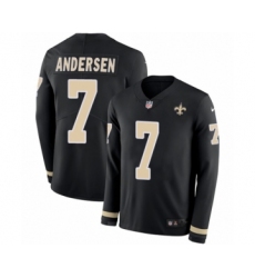 Men's Nike New Orleans Saints #7 Morten Andersen Limited Black Therma Long Sleeve NFL Jersey