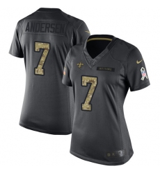 Women's Nike New Orleans Saints #7 Morten Andersen Limited Black 2016 Salute to Service NFL Jersey
