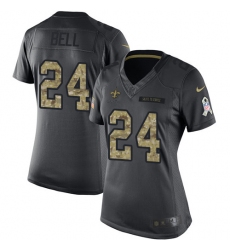 Women's Nike New Orleans Saints #24 Vonn Bell Limited Black 2016 Salute to Service NFL Jersey