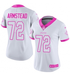 Women's Nike New Orleans Saints #72 Terron Armstead Limited White/Pink Rush Fashion NFL Jersey