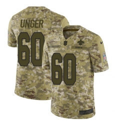 Men's Nike New Orleans Saints #60 Max Unger Limited Camo 2018 Salute to Service NFL Jersey