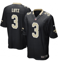 Men's Nike New Orleans Saints #3 Will Lutz Game Black Team Color NFL Jersey