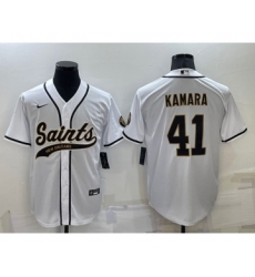 Men's New Orleans Saints #41 Alvin Kamara White Stitched MLB Cool Base Nike Baseball Jersey