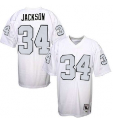 Mitchell And Ness Oakland Raiders #34 Bo Jackson White with Silver No. Authentic NFL Jersey