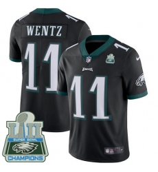 Men's Nike Philadelphia Eagles #11 Carson Wentz Black Alternate Vapor Untouchable Limited Player Super Bowl LII Champions NFL Jersey