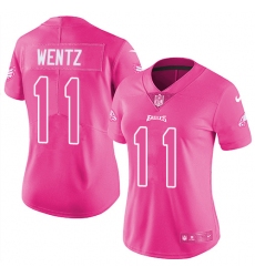 Women's Nike Philadelphia Eagles #11 Carson Wentz Limited Pink Rush Fashion NFL Jersey