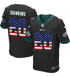 Men's Nike Philadelphia Eagles #20 Brian Dawkins Elite Black Alternate USA Flag Fashion NFL Jersey