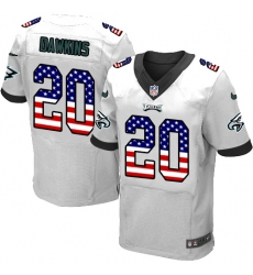 Men's Nike Philadelphia Eagles #20 Brian Dawkins Elite White Road USA Flag Fashion NFL Jersey