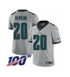 Youth Philadelphia Eagles #20 Brian Dawkins Limited Silver Inverted Legend 100th Season Football Jersey