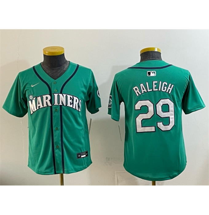 Youth Seattle Mariners #29 Cal Raleigh Aqua Alternate Limited Stitched Jersey