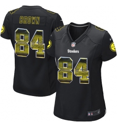 Women's Nike Pittsburgh Steelers #84 Antonio Brown Limited Black Strobe NFL Jersey