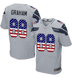 Men's Nike Seattle Seahawks #88 Jimmy Graham Elite Grey Alternate USA Flag Fashion NFL Jersey