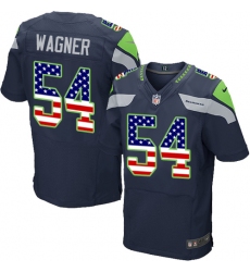 Men's Nike Seattle Seahawks #54 Bobby Wagner Elite Navy Blue Home USA Flag Fashion NFL Jersey