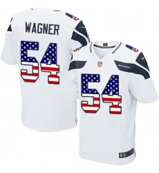 Men's Nike Seattle Seahawks #54 Bobby Wagner Elite White Road USA Flag Fashion NFL Jersey