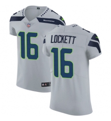 Men's Nike Seattle Seahawks #16 Tyler Lockett Grey Alternate Vapor Untouchable Elite Player NFL Jersey