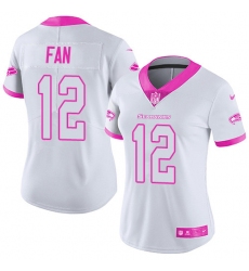 Women's Nike Seattle Seahawks 12th Fan Limited White/Pink Rush Fashion NFL Jersey