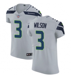 Men's Nike Seattle Seahawks #3 Russell Wilson Grey Alternate Vapor Untouchable Elite Player NFL Jersey