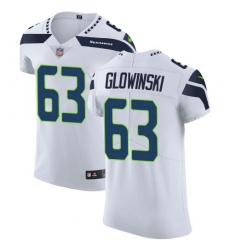 Men's Nike Seattle Seahawks #63 Mark Glowinski White Vapor Untouchable Elite Player NFL Jersey