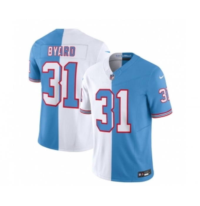 Men's Nike Tennessee Titans #31 Kevin Byard White Blue 2023 F.U.S.E. Split Vapor Limited Throwback Football Stitched Jersey