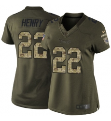 Women's Nike Tennessee Titans #22 Derrick Henry Elite Green Salute to Service NFL Jersey