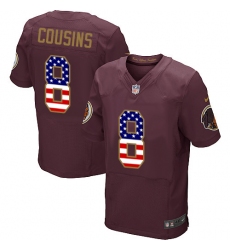 Men's Nike Washington Redskins #8 Kirk Cousins Elite Burgundy Red Alternate USA Flag Fashion NFL Jersey