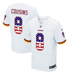 Men's Nike Washington Redskins #8 Kirk Cousins Elite White Road USA Flag Fashion NFL Jersey