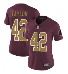 Women's Nike Washington Redskins #42 Charley Taylor Elite Burgundy Red/Gold Number Alternate 80TH Anniversary NFL Jersey